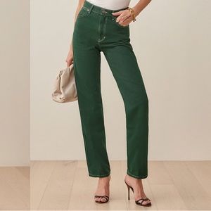 Reformations Cowboy high rise straight jeans in Emerald size 26